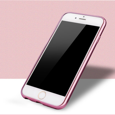 Силиконови гърбове Силиконови гърбове за Apple Iphone Луксозен силиконов гръб ТПУ ултратънък с 3D камъни и златисто розов кант за Apple iPhone 7 Plus 5.5 / Apple iPhone 8 Plus 5.5 розови цветя 